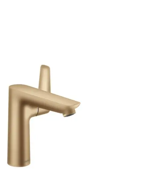Hansgrohe Einhebel-Waschtischmischer in gebürstetem Bronze-Finish. Der Wasserhahngriff ist auf der rechten Seite platziert, mit einem schlanken, minimalistischen Design.